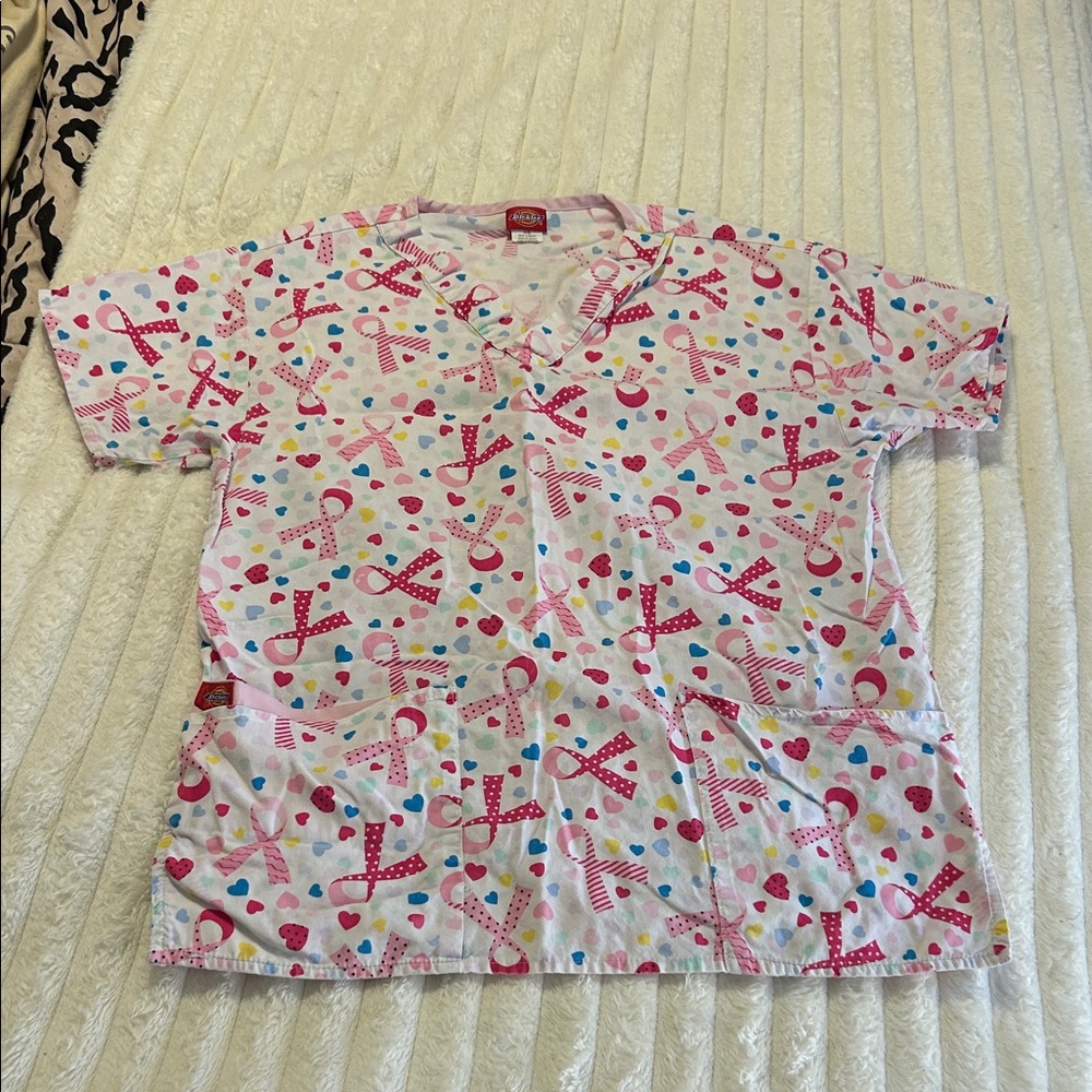 Dickies Breast Cancer awareness Medical Scrub Top